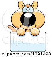 Clipart Cute Kangaroo Holding A Sign Royalty Free Vector Illustration