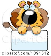 Poster, Art Print Of Cute Lion Holding A Sign