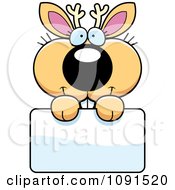 Clipart Cute Jackalope Holding A Sign Royalty Free Vector Illustration