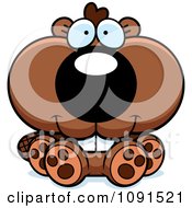 Clipart Cute Sitting Beaver Royalty Free Vector Illustration