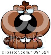 Clipart Cute Dumb Beaver Royalty Free Vector Illustration