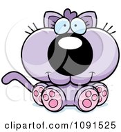 Clipart Cute Sitting Purple Kitten Royalty Free Vector Illustration