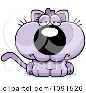 Clipart Cute Depressed Purple Kitten Royalty Free Vector Illustration