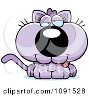 Clipart Cute Dumb Purple Kitten Royalty Free Vector Illustration
