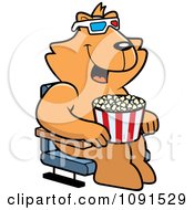 Cat Eating Popcorn And Watching A 3d Movie At The Theater