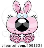 Clipart Cute Pink Bunny Sitting Royalty Free Vector Illustration