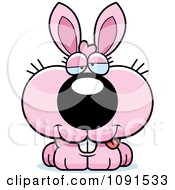 Clipart Cute Dumb Pink Bunny Royalty Free Vector Illustration