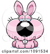 Clipart Cute Depressed Pink Bunny Royalty Free Vector Illustration