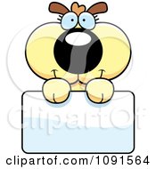 Clipart Cute Dog Holding A Sign Royalty Free Vector Illustration