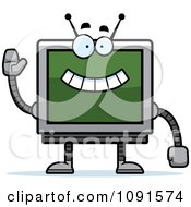 Clipart Waving Screen Robot Royalty Free Vector Illustration