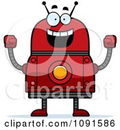 Poster, Art Print Of Cheering Red Robot