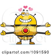 Clipart Loving Golden Robot Royalty Free Vector Illustration