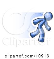 Speedy Blue Business Man Running Clipart Illustration