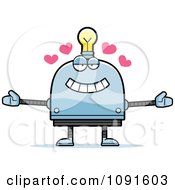 Clipart Loving Light Bulb Head Robot Royalty Free Vector Illustration