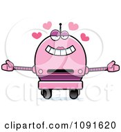 Clipart Loving Pink Robot Girl Royalty Free Vector Illustration