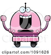 Cheering Pink Robot Girl