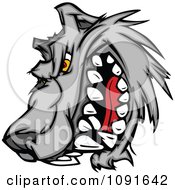 Poster, Art Print Of Snarling Wolf Mascot Head