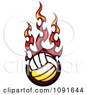 Poster, Art Print Of Hot Volleyball And Red Flames