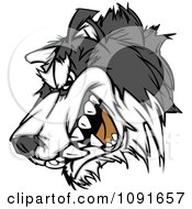 Snarling Husky Mascot Head