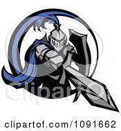Blue And Gray Knight Stabbing With A Sword