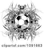 Poster, Art Print Of Soccer Ball Over A Tribal Circle