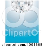Poster, Art Print Of Half Silver Disco Ball Over A Gradient Blue Background