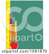 Clipart School Ruler Books And Pencils And Green With Copyspace Royalty Free Vector Illustration by Maria Bell