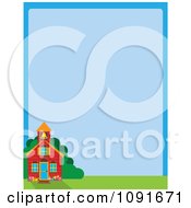 School House And Blue Background With Copyspace