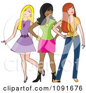 Three Fashionable Young Ladies Posing