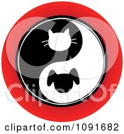 Red Black And White Cat And Dog Yin Yang Circle