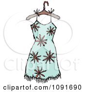 Poster, Art Print Of Orange Flower And Turquoise Dress On A Hanger