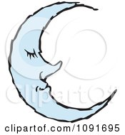 Clipart Blue Sleeping Crescent Moon Royalty Free Vector Illustration by Steve Klinkel