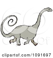 Clipart Green Brontosaurus Dinosaur Royalty Free Vector Illustration