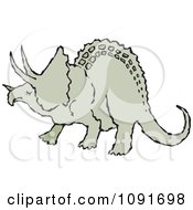Poster, Art Print Of Green Triceratops Dinosaur