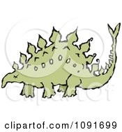 Clipart Green Stegosaur Dinosaur Royalty Free Vector Illustration by Steve Klinkel