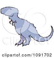 Clipart Blue T Rex Dinosaur Royalty Free Vector Illustration by Steve Klinkel