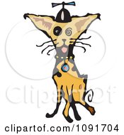 Clipart Goofy Dog Sitting And Wearing A Spinner Hat Royalty Free Vector Illustration