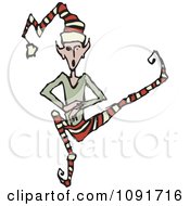 Clipart Christmas Elf Dancing Royalty Free Vector Illustration by Steve Klinkel