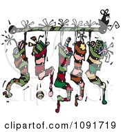 Clipart Mouse Sitting Atop Christmas Stockings Royalty Free Vector Illustration