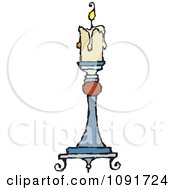 Poster, Art Print Of Beige Candle Burning On A Holder