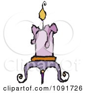 Poster, Art Print Of Purple Candle Burning On A Holder