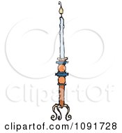 Clipart Blue Candle Lit On A Holder Royalty Free Vector Illustration