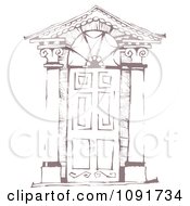 Clipart Brown Sketched Door With Columns Royalty Free Vector Illustration
