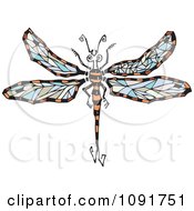 Clipart Dragonfly With Colorful Wings Royalty Free Vector Illustration