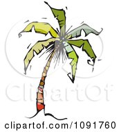Clipart Tropical Palm Tree Tilting To The Right Royalty Free Vector Illustration by Steve Klinkel