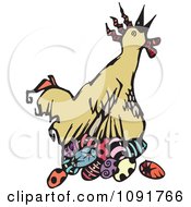 Clipart Chicken Laying Easter Eggs Royalty Free Vector Illustration