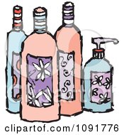 Clipart Feminine Beauty Product Lotion And Soap Bottles Royalty Free Vector Illustration