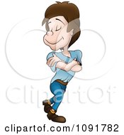 Clipart Young Man Walking With His Arms Folded Royalty Free Vector Illustration