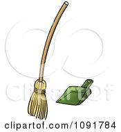 Clipart Straw Broom And Dust Pan Royalty Free Vector Illustration