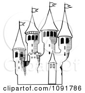Clipart Black And White Castle Towers Royalty Free Vector Illustration